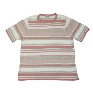 Ladies Alfred Dunner Rose/White S/S Sweater Size Medium